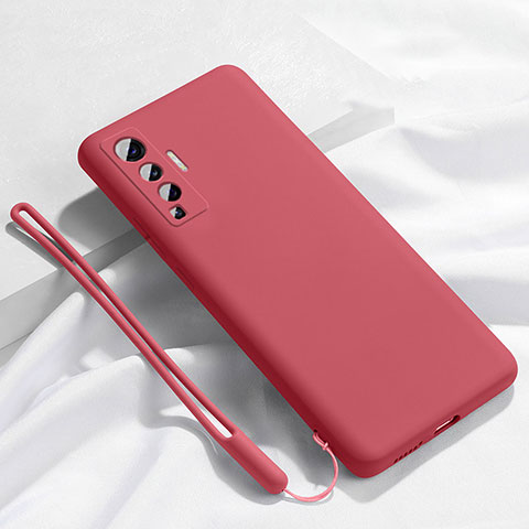 Funda Silicona Ultrafina Goma 360 Grados Carcasa para Vivo X50 5G Rojo Rosa