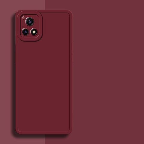 Funda Silicona Ultrafina Goma 360 Grados Carcasa para Vivo Y31s 5G Rojo Rosa