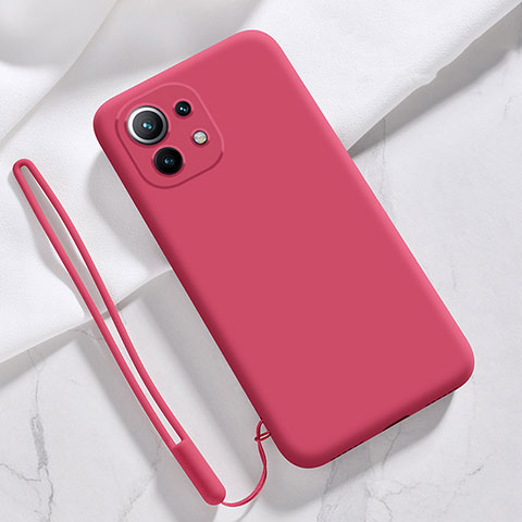 Funda Silicona Ultrafina Goma 360 Grados Carcasa para Xiaomi Mi 11 Lite 5G NE Rojo Rosa