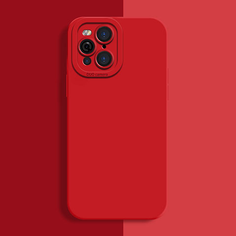 Funda Silicona Ultrafina Goma 360 Grados Carcasa S01 para Oppo Find X3 5G Rojo