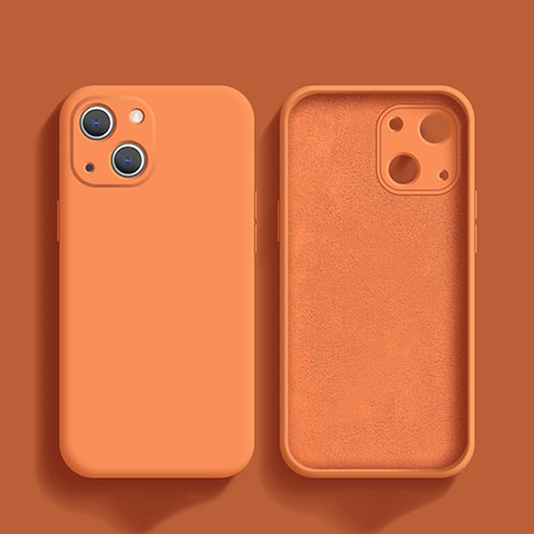 Funda Silicona Ultrafina Goma 360 Grados Carcasa S02 para Apple iPhone 13 Naranja