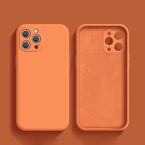 Funda Silicona Ultrafina Goma 360 Grados Carcasa S02 para Apple iPhone 15 Pro Max Naranja