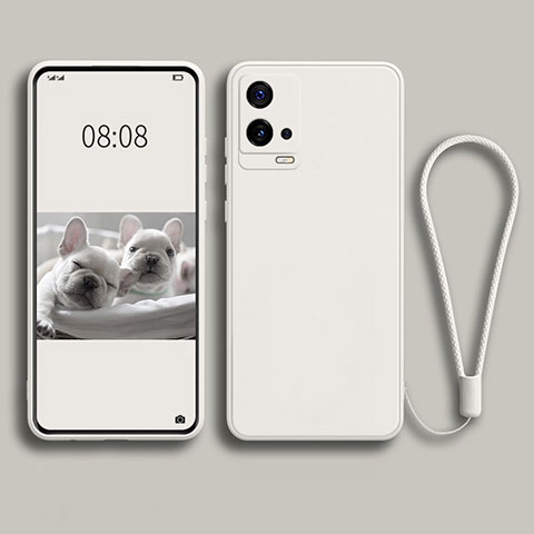 Funda Silicona Ultrafina Goma 360 Grados Carcasa S02 para Vivo iQOO 8 5G Blanco