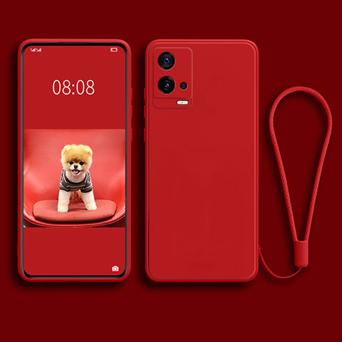 Funda Silicona Ultrafina Goma 360 Grados Carcasa S02 para Vivo iQOO 8 Pro 5G Rojo