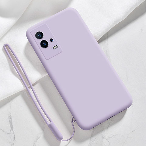 Funda Silicona Ultrafina Goma 360 Grados Carcasa S03 para Vivo iQOO 8 5G Purpura Claro