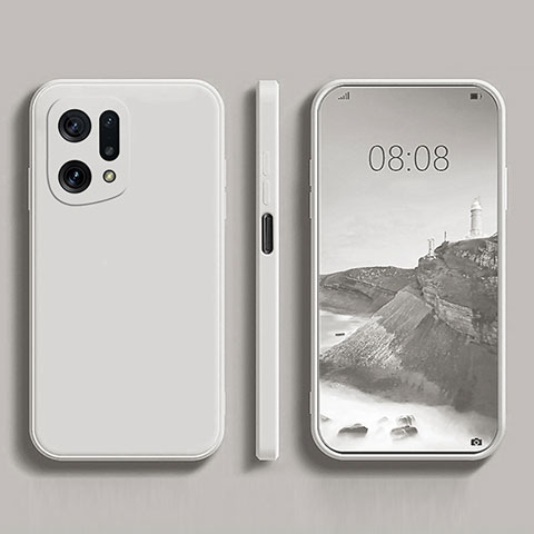 Funda Silicona Ultrafina Goma 360 Grados Carcasa S04 para Oppo Find X5 5G Blanco