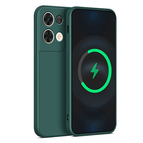 Funda Silicona Ultrafina Goma 360 Grados Carcasa S04 para Oppo Reno8 5G Verde Noche