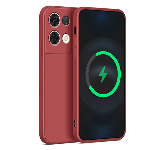 Funda Silicona Ultrafina Goma 360 Grados Carcasa S04 para Oppo Reno8 Pro+ Plus 5G Rojo