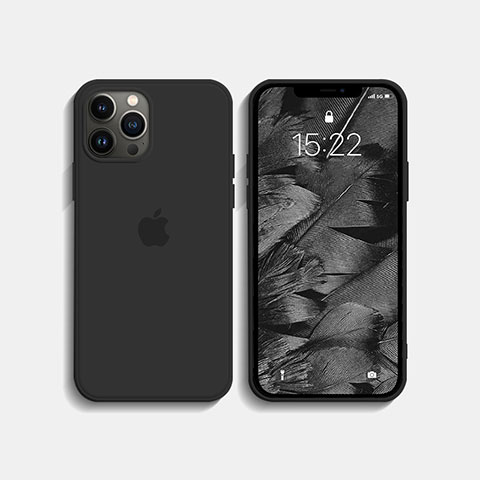 Funda Silicona Ultrafina Goma 360 Grados Carcasa S08 para Apple iPhone 13 Pro Negro