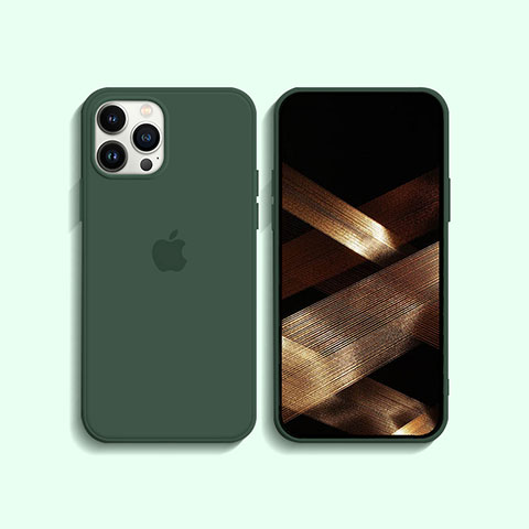 Funda Silicona Ultrafina Goma 360 Grados Carcasa S08 para Apple iPhone 14 Pro Max Verde