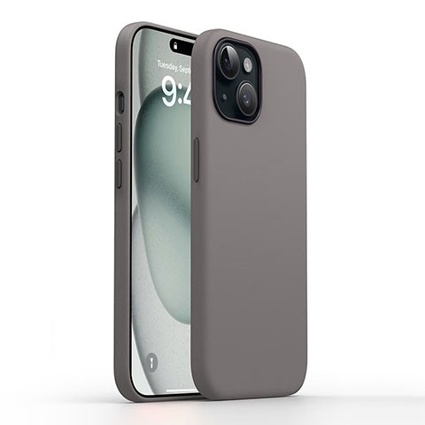 Funda Silicona Ultrafina Goma 360 Grados Carcasa YK1 para Apple iPhone 15 Plus Gris Oscuro