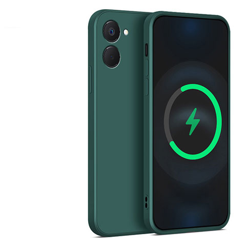 Funda Silicona Ultrafina Goma 360 Grados Carcasa YK1 para Realme V30t 5G Verde Noche