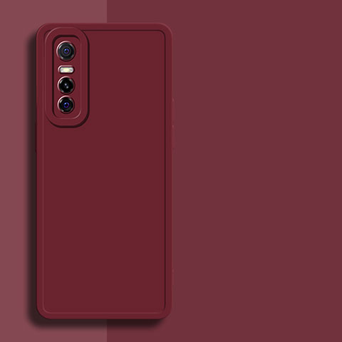 Funda Silicona Ultrafina Goma 360 Grados Carcasa YK1 para Vivo Y73s 5G Rojo