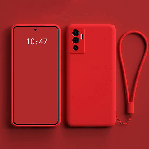 Funda Silicona Ultrafina Goma 360 Grados Carcasa YK1 para Vivo Y75 4G Rojo