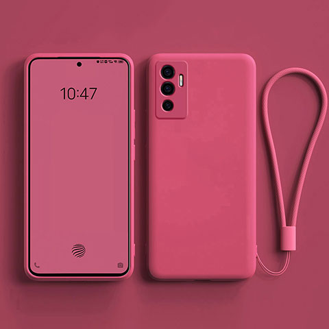 Funda Silicona Ultrafina Goma 360 Grados Carcasa YK1 para Vivo Y75 4G Rosa Roja