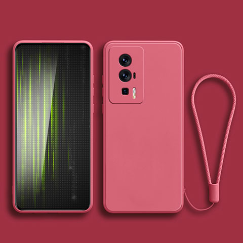 Funda Silicona Ultrafina Goma 360 Grados Carcasa YK2 para Xiaomi Poco F5 Pro 5G Rosa Roja