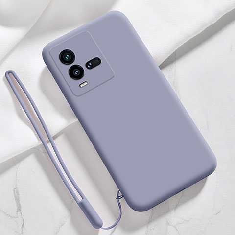 Funda Silicona Ultrafina Goma 360 Grados Carcasa YK3 para Vivo iQOO 10 5G Gris Lavanda