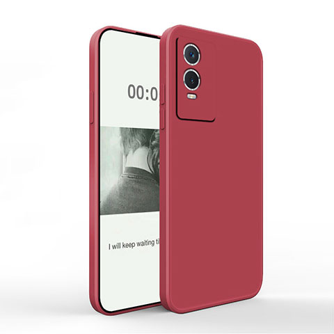 Funda Silicona Ultrafina Goma 360 Grados Carcasa YK4 para Vivo Y76s 5G Rojo