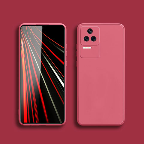 Funda Silicona Ultrafina Goma 360 Grados Carcasa YK5 para Xiaomi Redmi K40S 5G Rosa Roja