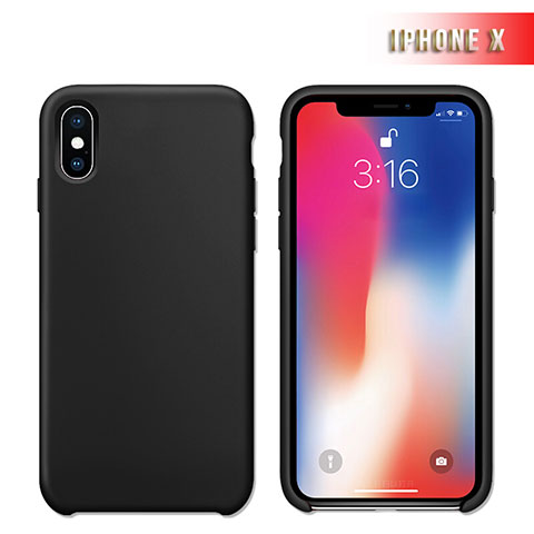 Funda Silicona Ultrafina Goma 360 Grados M02 para Apple iPhone X Negro