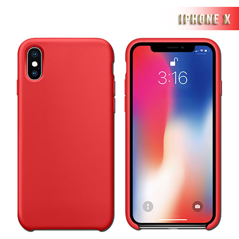 Funda Silicona Ultrafina Goma 360 Grados M02 para Apple iPhone X Rojo