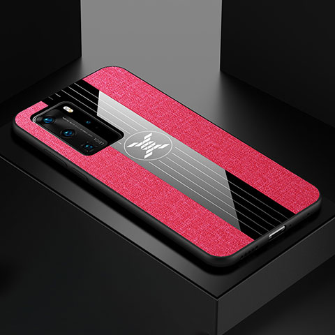 Funda Silicona Ultrafina Goma Carcasa C01 para Huawei P40 Pro Rosa Roja