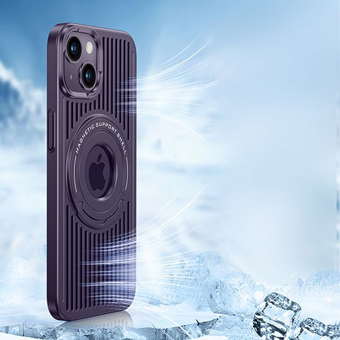 Funda Silicona Ultrafina Goma Carcasa con Mag-Safe Magnetic AC1 para Apple iPhone 13 Morado