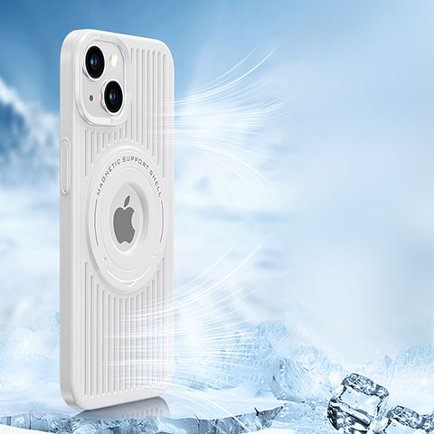 Funda Silicona Ultrafina Goma Carcasa con Mag-Safe Magnetic AC1 para Apple iPhone 14 Blanco