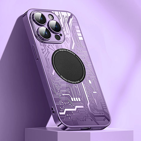 Funda Silicona Ultrafina Goma Carcasa con Mag-Safe Magnetic ZL1 para Apple iPhone 14 Pro Max Morado