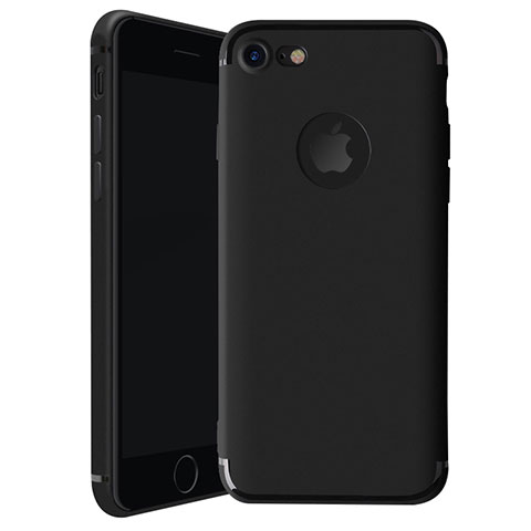 Funda Silicona Ultrafina Goma Carcasa H01 para Apple iPhone 7 Negro