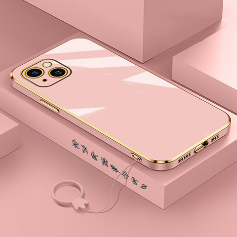 Funda Silicona Ultrafina Goma Carcasa S03 para Apple iPhone 13 Mini Oro Rosa