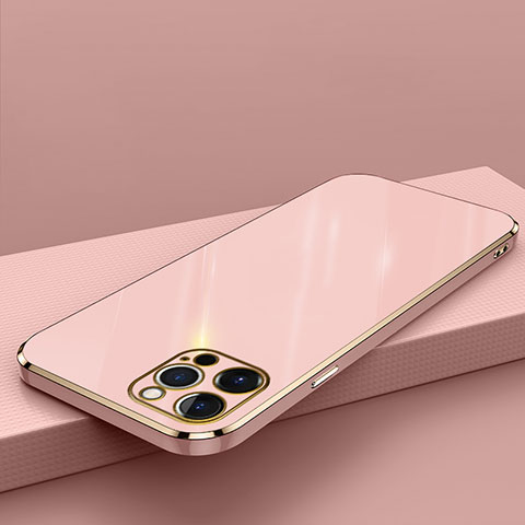 Funda Silicona Ultrafina Goma Carcasa S04 para Apple iPhone 14 Pro Max Oro Rosa