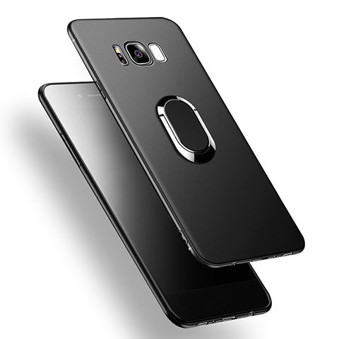 Funda Silicona Ultrafina Goma con Anillo de dedo Soporte A02 para Samsung Galaxy S8 Plus Negro