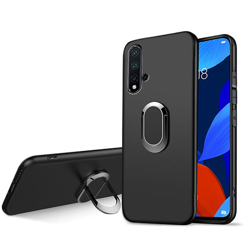 Funda Silicona Ultrafina Goma con Magnetico Anillo de dedo Soporte para Huawei Nova 5 Pro Negro