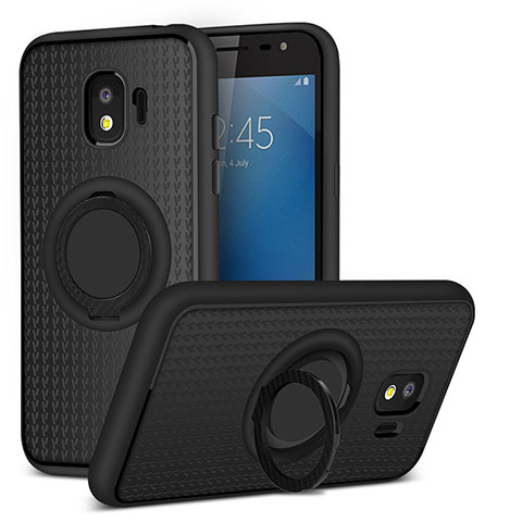 Funda Silicona Ultrafina Goma con Magnetico Anillo de dedo Soporte para Samsung Galaxy Grand Prime Pro (2018) Negro