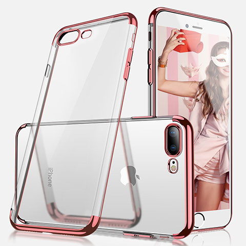 Funda Silicona Ultrafina Transparente A07 para Apple iPhone 8 Plus Oro Rosa