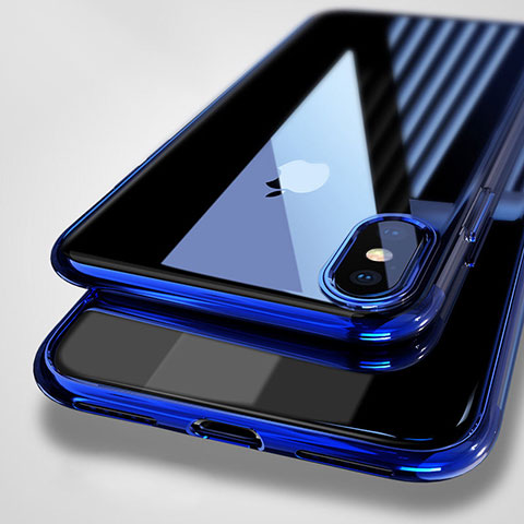 Funda Silicona Ultrafina Transparente C01 para Apple iPhone X Azul