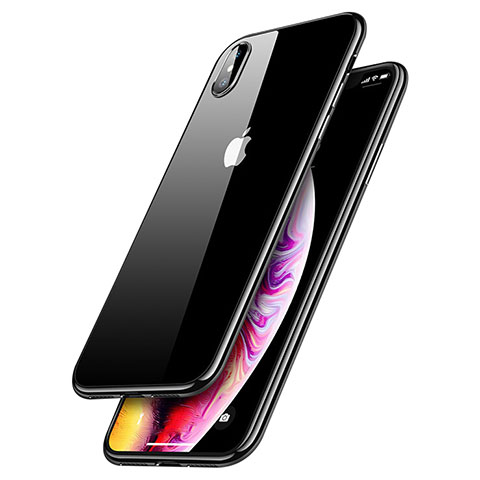 Funda Silicona Ultrafina Transparente C12 para Apple iPhone X Negro