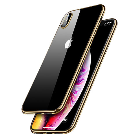 Funda Silicona Ultrafina Transparente C12 para Apple iPhone Xs Max Oro