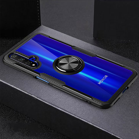 Funda Silicona Ultrafina Transparente con Anillo de dedo Soporte para Huawei Honor 20S Negro