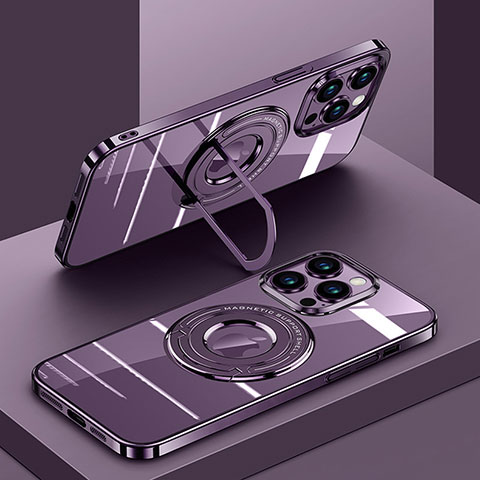 Funda Silicona Ultrafina Transparente con Mag-Safe Magnetic AC1 para Apple iPhone 15 Pro Morado