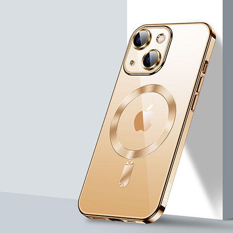 Funda Silicona Ultrafina Transparente con Mag-Safe Magnetic LD2 para Apple iPhone 15 Oro