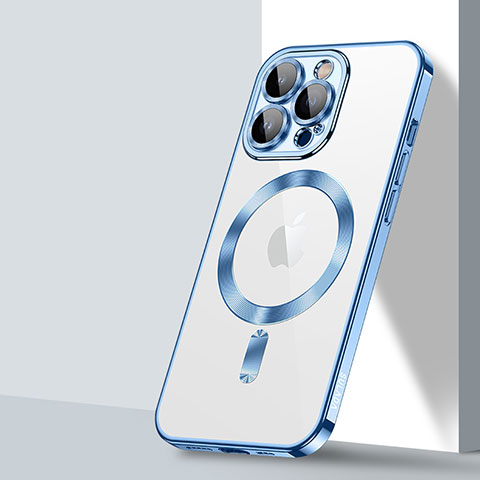 Funda Silicona Ultrafina Transparente con Mag-Safe Magnetic LD2 para Apple iPhone 15 Pro Azul
