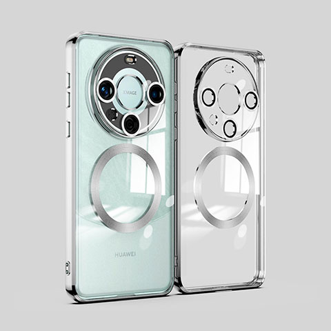 Funda Silicona Ultrafina Transparente con Mag-Safe Magnetic P01 para Huawei Mate 60 Pro Plata