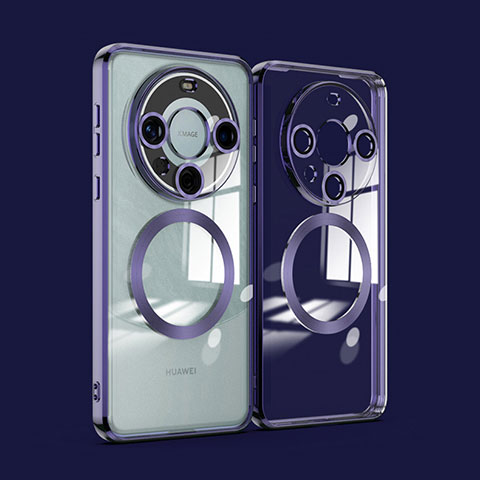 Funda Silicona Ultrafina Transparente con Mag-Safe Magnetic P01 para Huawei Mate 60 Pro+ Plus Morado