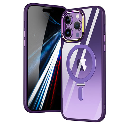 Funda Silicona Ultrafina Transparente con Mag-Safe Magnetic SD1 para Apple iPhone 15 Pro Max Morado