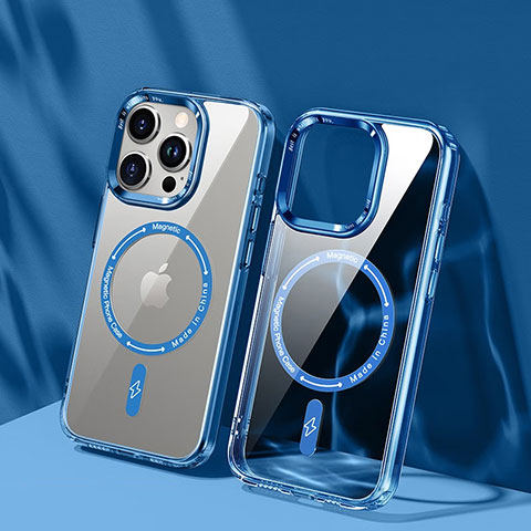 Funda Silicona Ultrafina Transparente con Mag-Safe Magnetic TB1 para Apple iPhone 15 Pro Max Azul