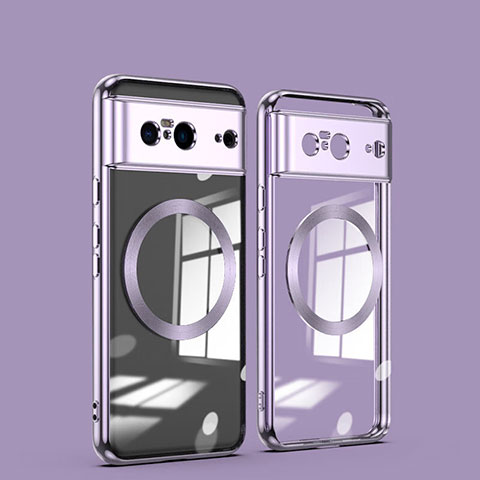 Funda Silicona Ultrafina Transparente con Mag-Safe Magnetic TB1 para Google Pixel 8 5G Purpura Claro