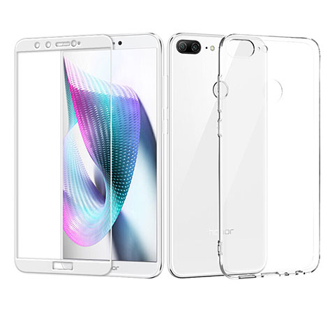 Funda Silicona Ultrafina Transparente con Protector de Pantalla para Huawei Honor 9 Lite Blanco