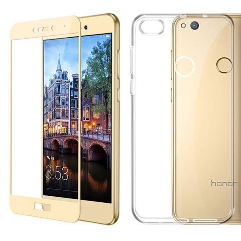 Funda Silicona Ultrafina Transparente con Protector de Pantalla para Huawei Nova Lite Oro